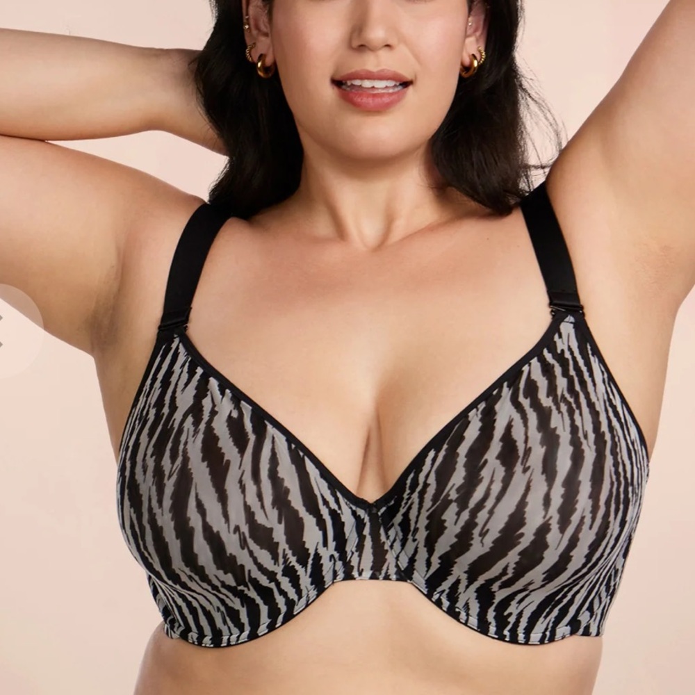 BOGO Zebra Wild Black Unlined Underwire Mesh Bra Size 36I